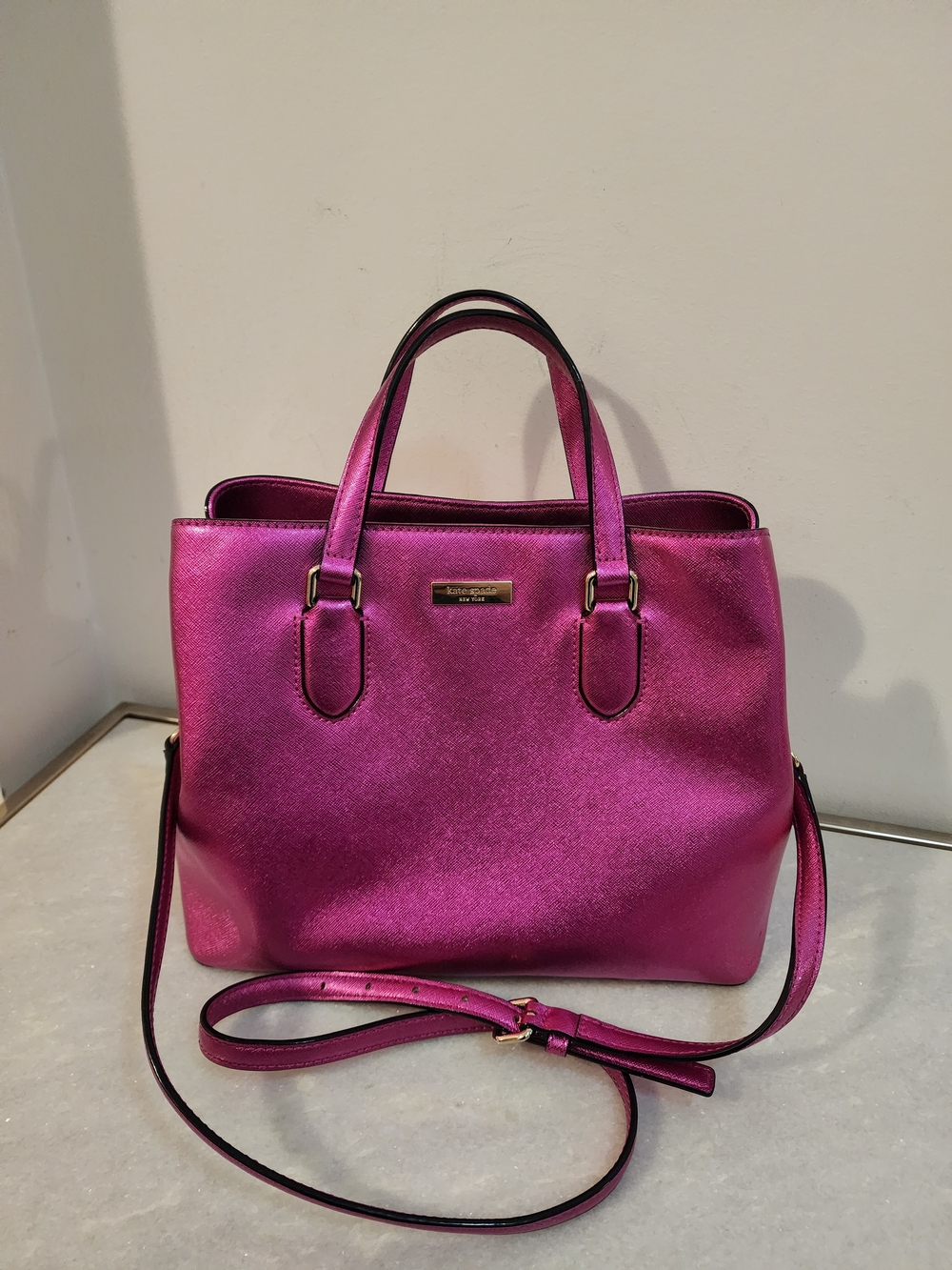 Kate Spade Metallic Magenta Satchel Bag